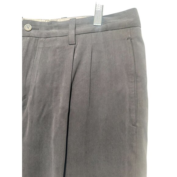 Tommy Bahama Silk Pleated Pants Mens Size 36x32 Black Relaxed fit Golf Preppy - Picture 11 of 13